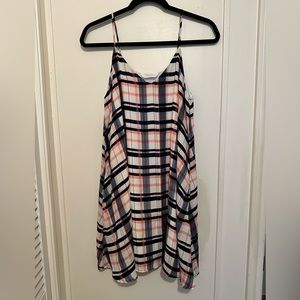 Peach Love California Pink and Blue Plaid Mini Swing Dress size small